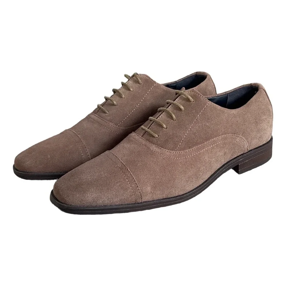 Joseph Abboud Collection Aaron Mens 12 Brown Suede Cap Toe Oxford Dress Shoes